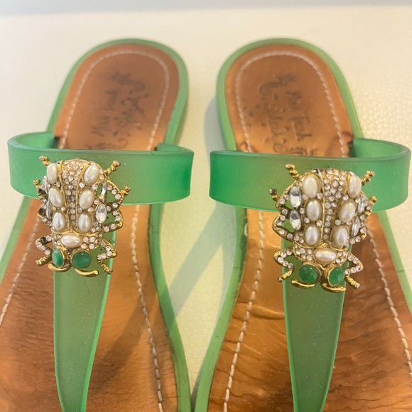 MISS TRISH SPLASH JELLY FLIP FLOPS SANDALS GREEN 9 M UNIQUE - Picture 2 of 7